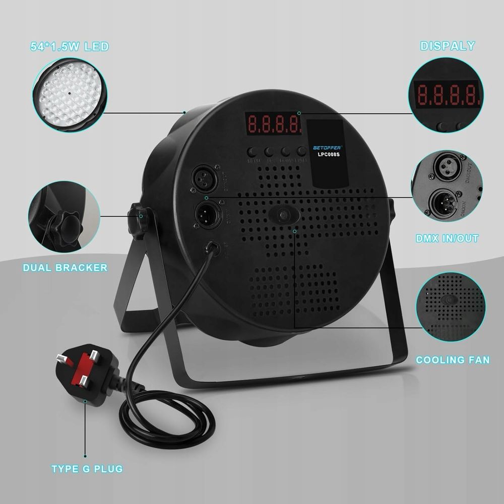 Światło sceniczne DJ, 54x1,5W RGB 3w1 DMX512