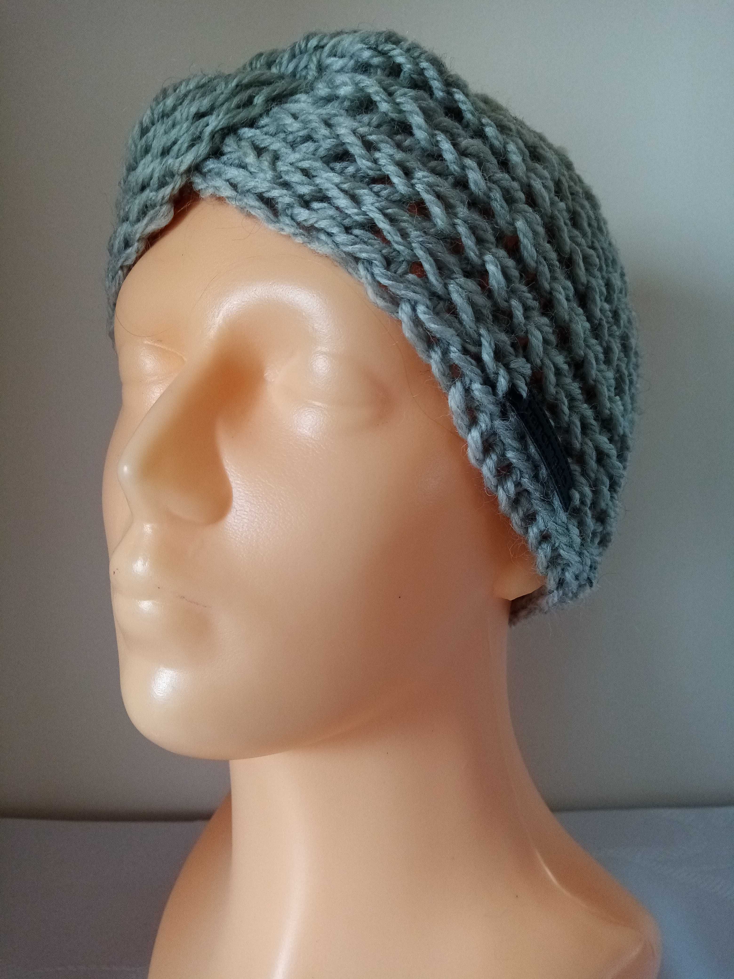 Damska opaska; turban; handmade; 70% ALPAKA WEŁNA