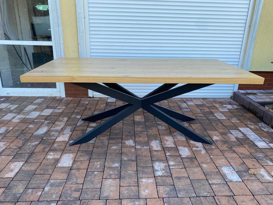 Stół Dębowy lub Orzech z Litego Drewna LOFTowy rozkładany okrągły LOFT