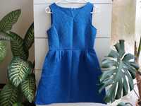 Nowa sukienka wizytowa krótka niebieska w kwiaty CRFS 36 S