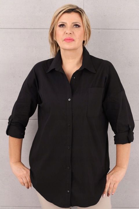 Koszula Damska Elegancka Bawełniana Klasyczna Oversize Rozpinana Skosz