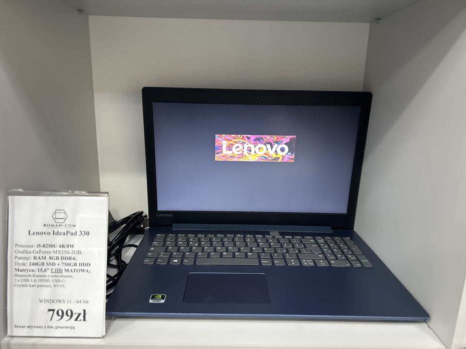 Laptop Lenovo i330/Dyski 990GB/DDR4-8GB/i5-8250U 4R-8W/G.F. 2GB/15"/11