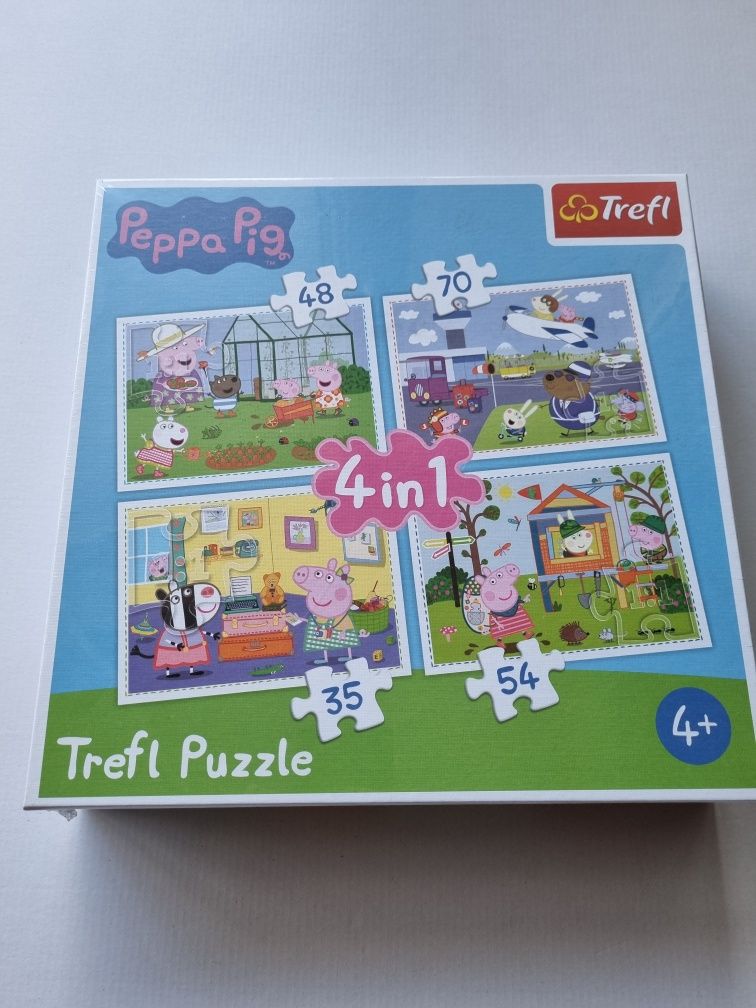 Peppa Pig Świnka Peppa Puzzle Trefl 4w1 Wakacyjna przygoda NOWE