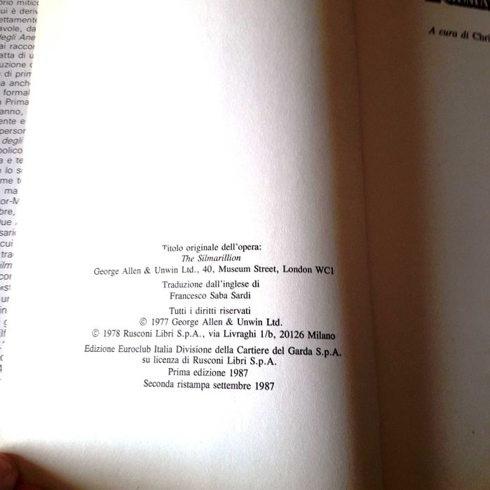 J R R Tolkien - Il Silmarillion - Euroclub ITALIA