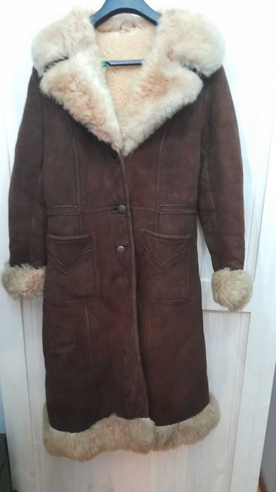 kożuch brąz prawdziwa skóra