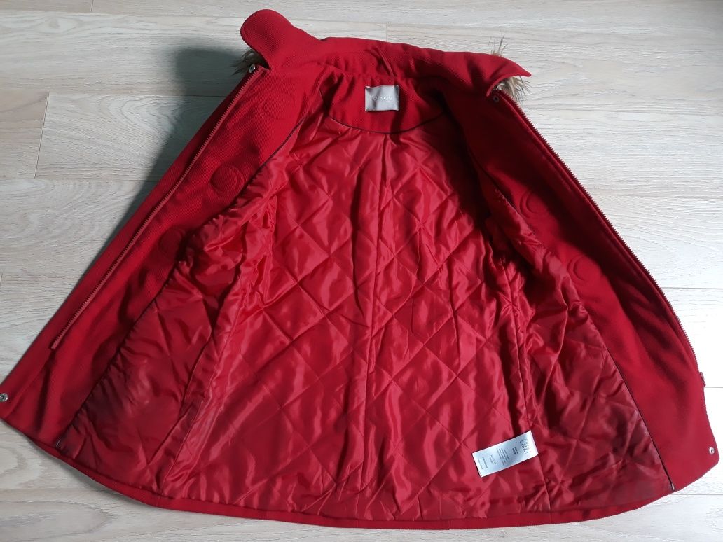 Czerwona kurtka budrysówka jesienna przejściowa, płaszczyk na wiosnę