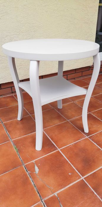 stolik okrągły atr deco drewniany ława stylowa nogi giete ludwik