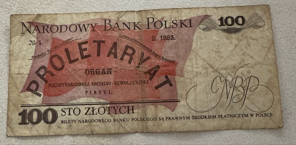 Stary banknot 100 zlotych polskich r. 1988