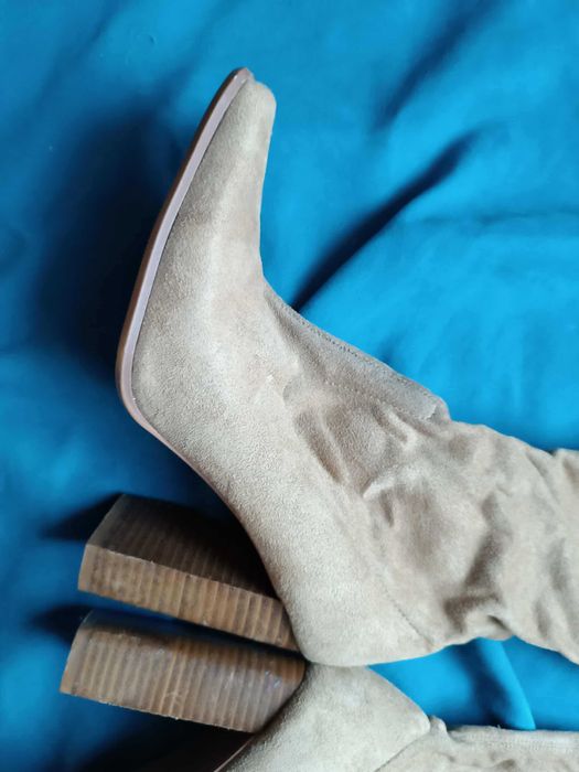 Kozaki wysokie skarpetkowe przejściowe koniakowe- 39 - 40 - "Candie's"