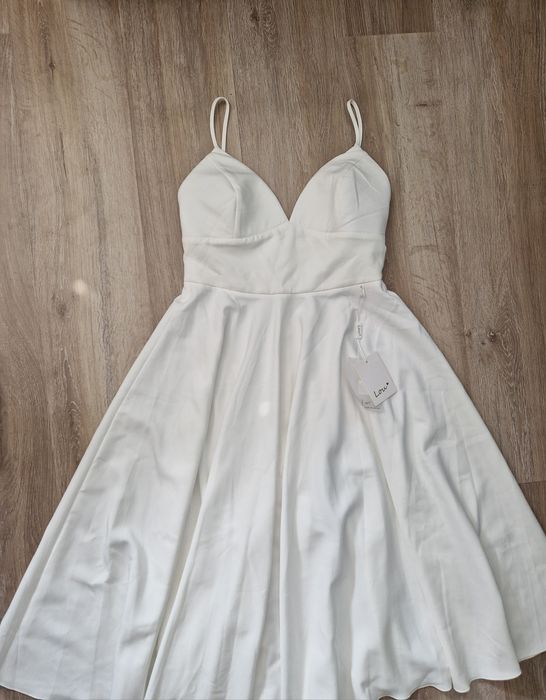 Nowa sukienka midi lou Opheila L 40 ecru poprawiny ślub Panna młoda