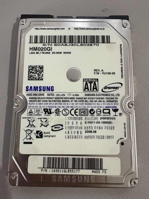 Dysk twardy Samsung HM020GI 20GB 2.5” SATA