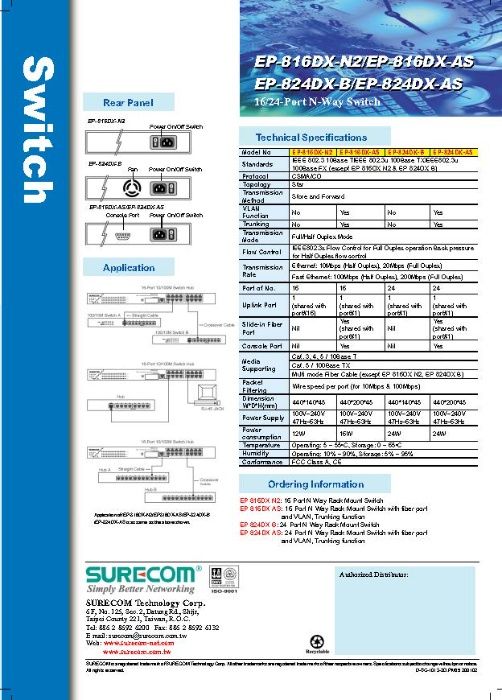 Свич коммутатор Switch 24 порта SureCom EP-824DX-AS