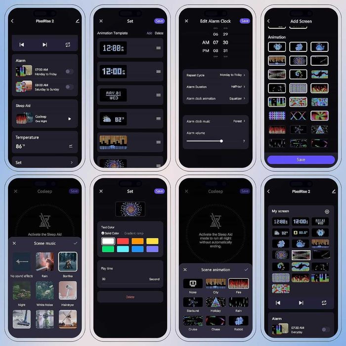 Tuya Wi-Fi годинник Dekala PixelRise, звуки природи, білий шум, аніме