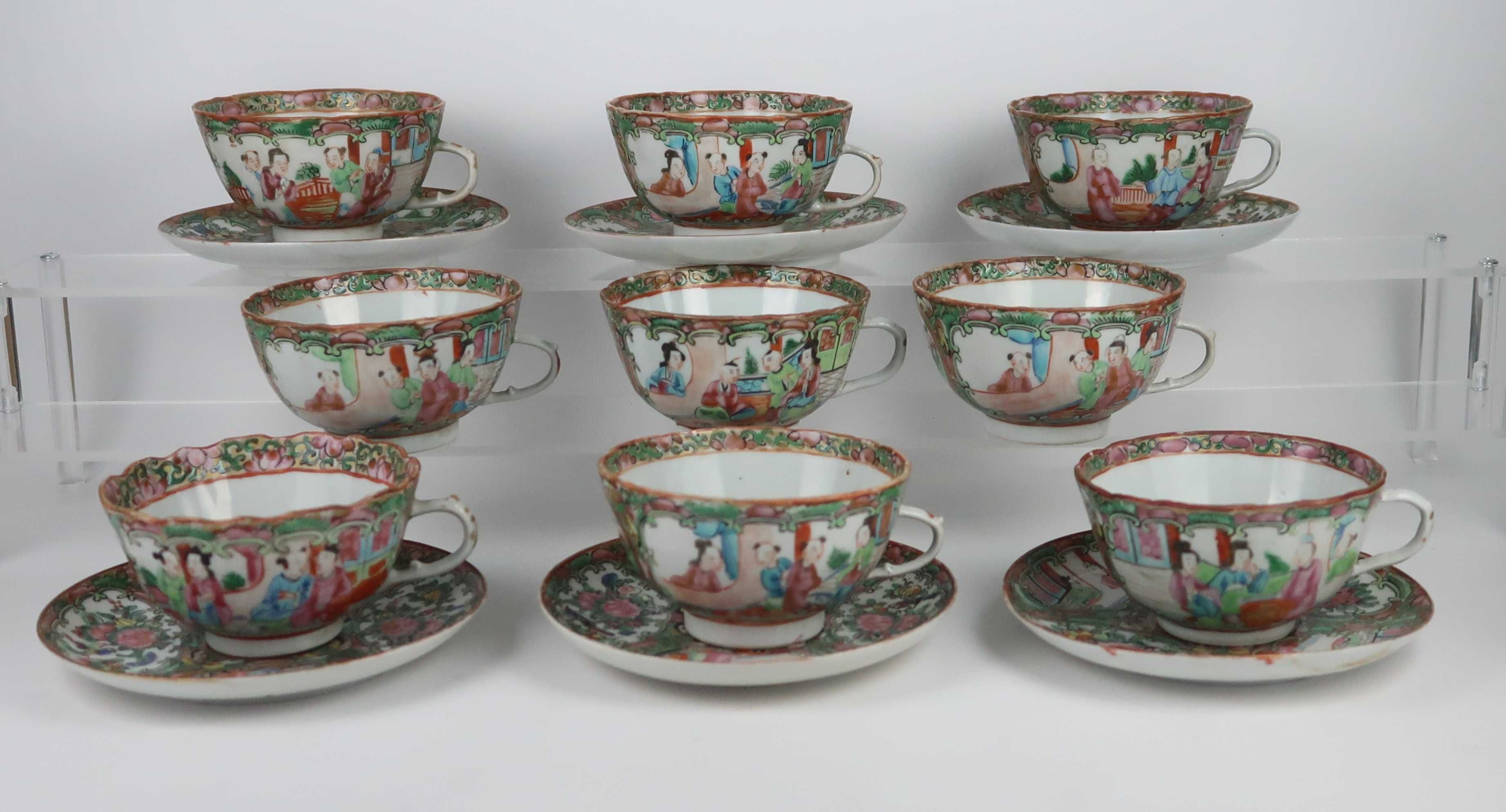 Chávenas com pires - Porcelana da China Séc. XIX