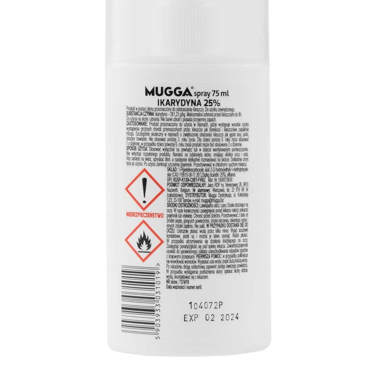 Mugga IKARYDYNA Repelent na kleszcze i komary Mugga spray 25%