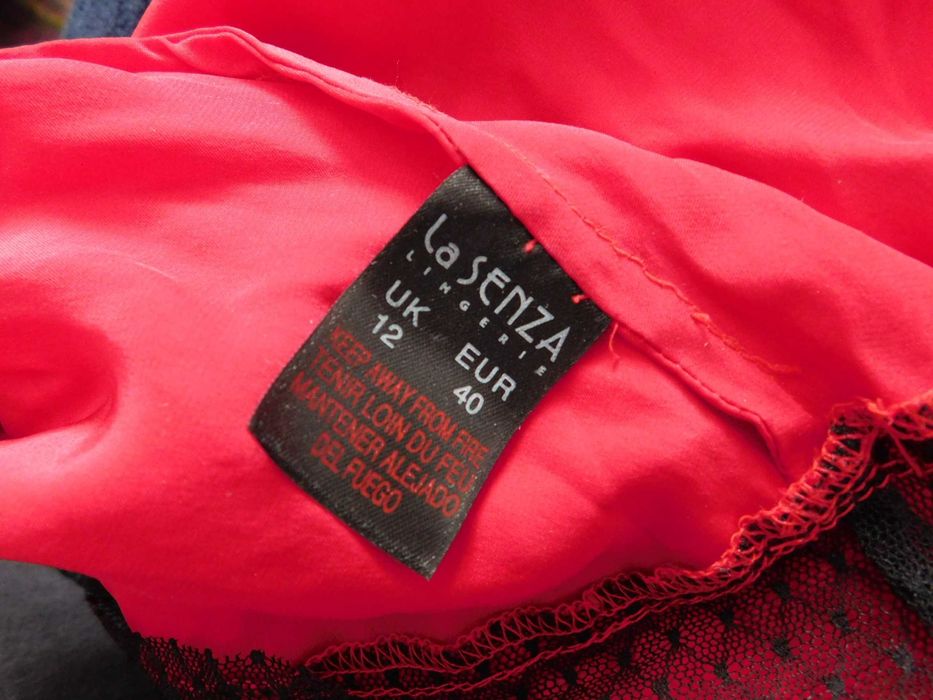 La Senza koszulka halka czerwona jedwab koronka 38 40