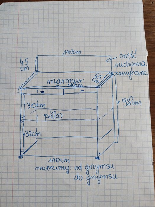 Pomocnik, stolik eklektyczny z blatem marmurowym