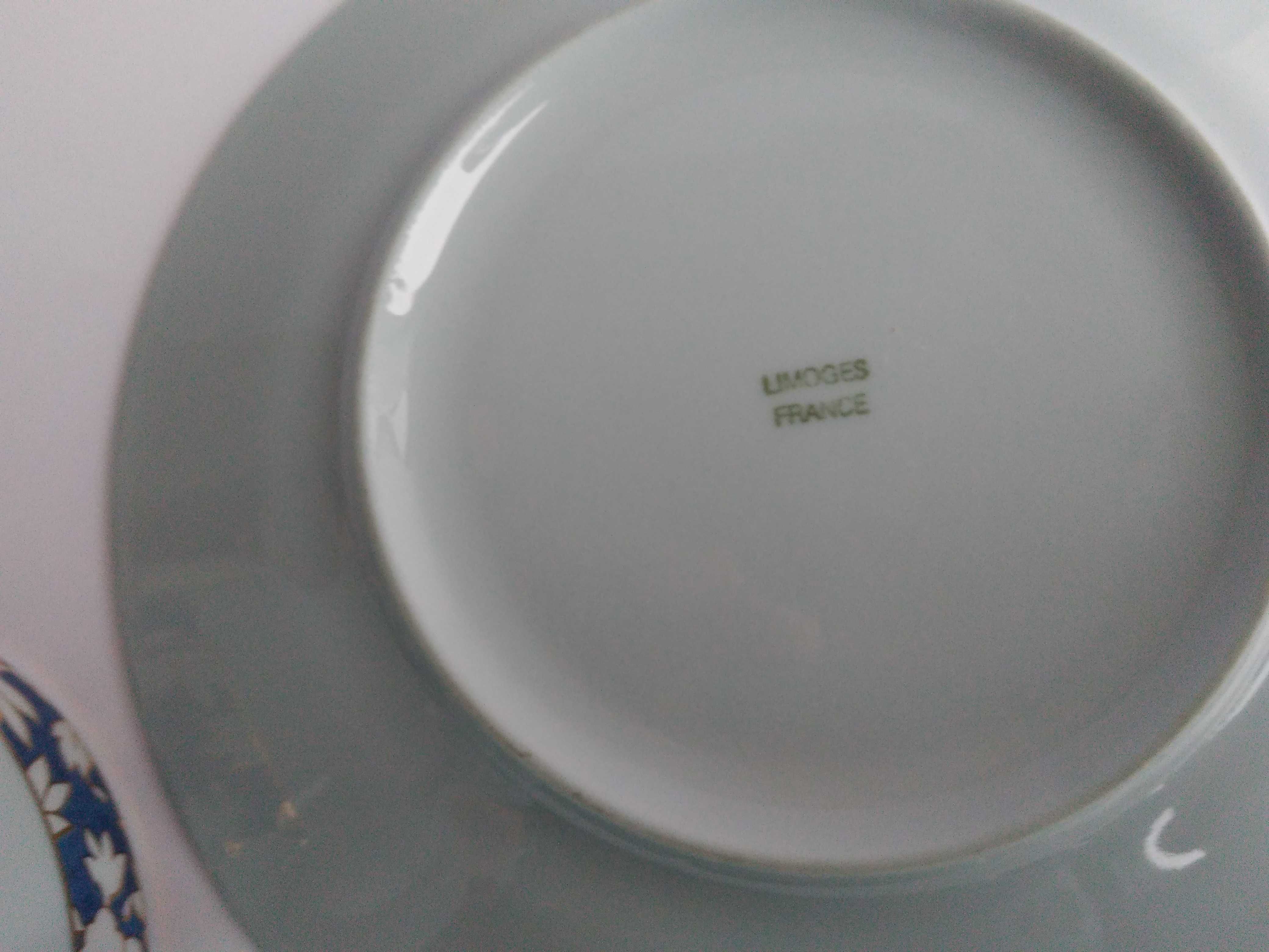 filiżanka Limoges porcelaine de Sologne  błękit 215 ml złocenia unikat