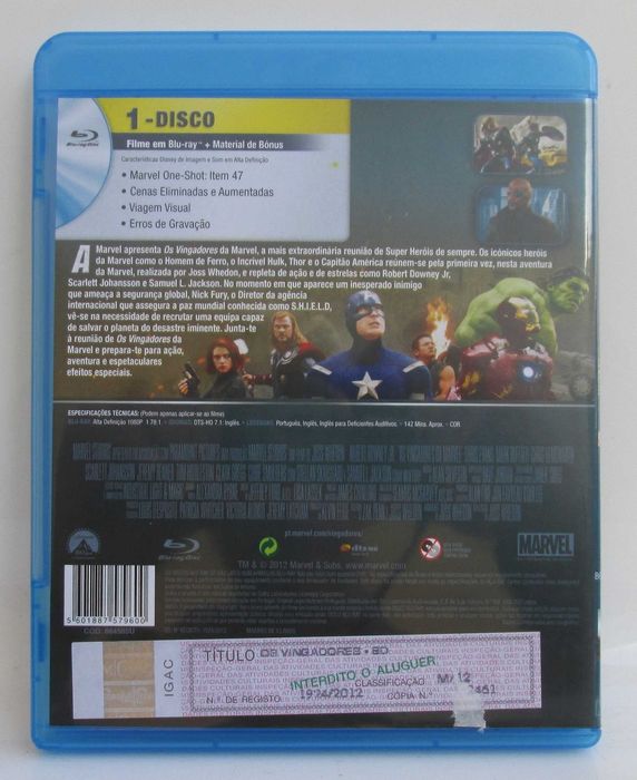 Blu ray Os Vingadores (selo Igac / como novo)