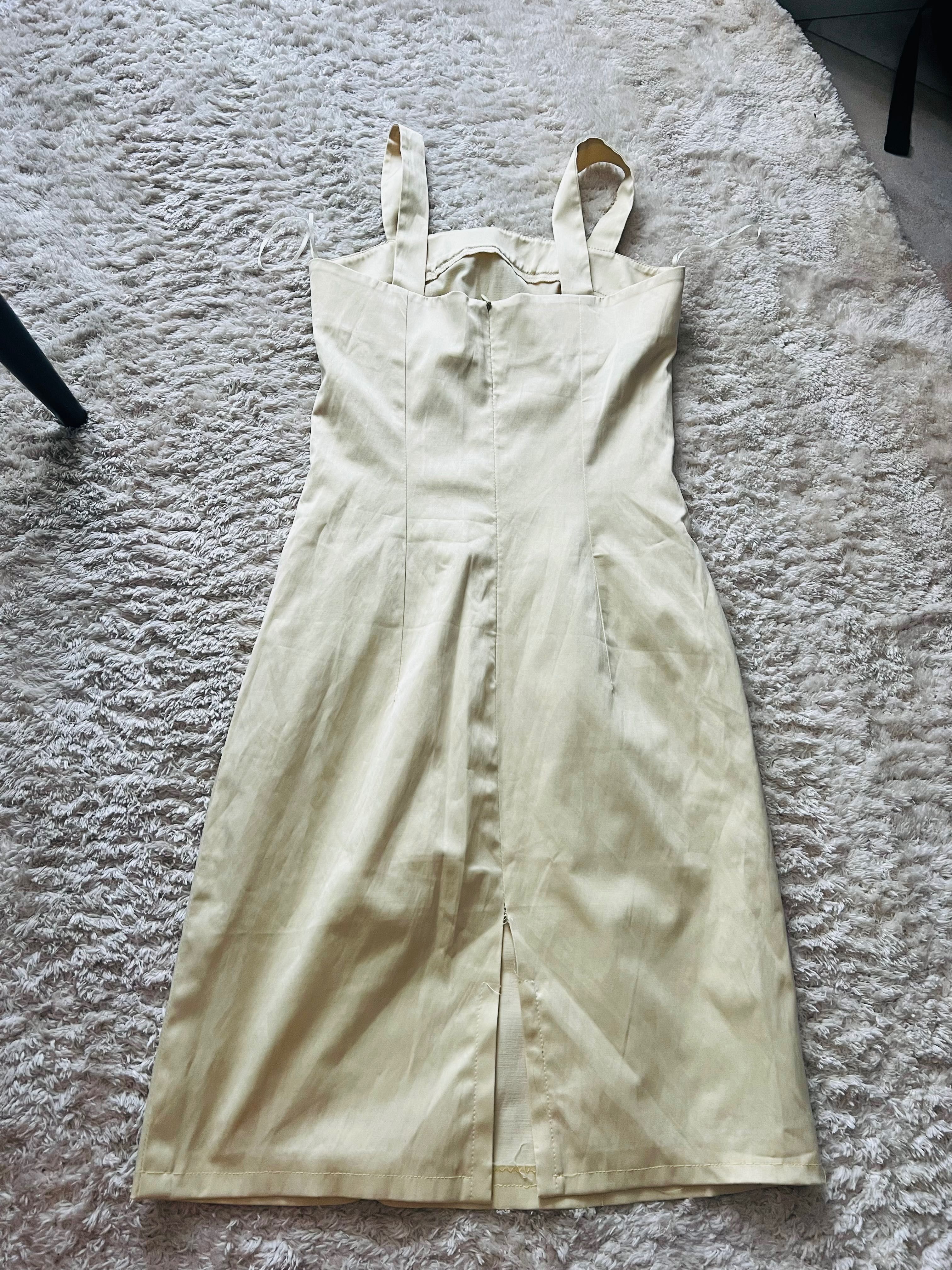 Sukienka midi przed kolano XS/34 bananowa H&M