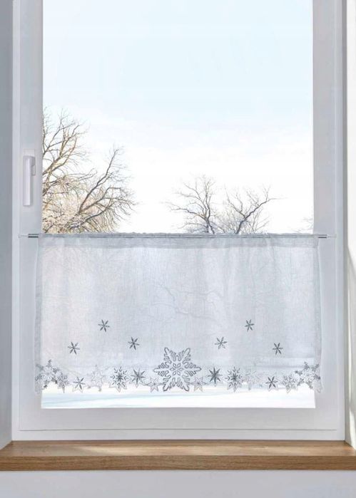 B.P.C prześwitująca zazdrostka ze świątecznym haftem ^86x42 cm