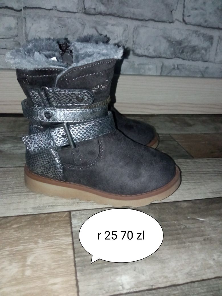 Buty zimowe kozaki  dziewczece r 25