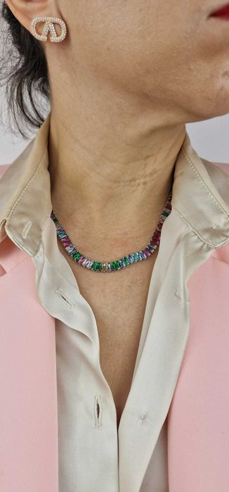 Colar Luxuoso em Riviera com Pedras Fusion Coloridas