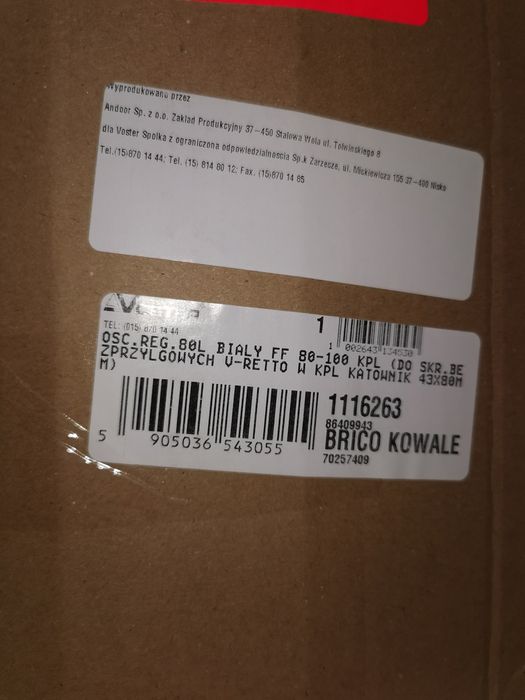 Ościeznica Voster bezprzylgowa regulowana V-Retto 80 lewa 80-100