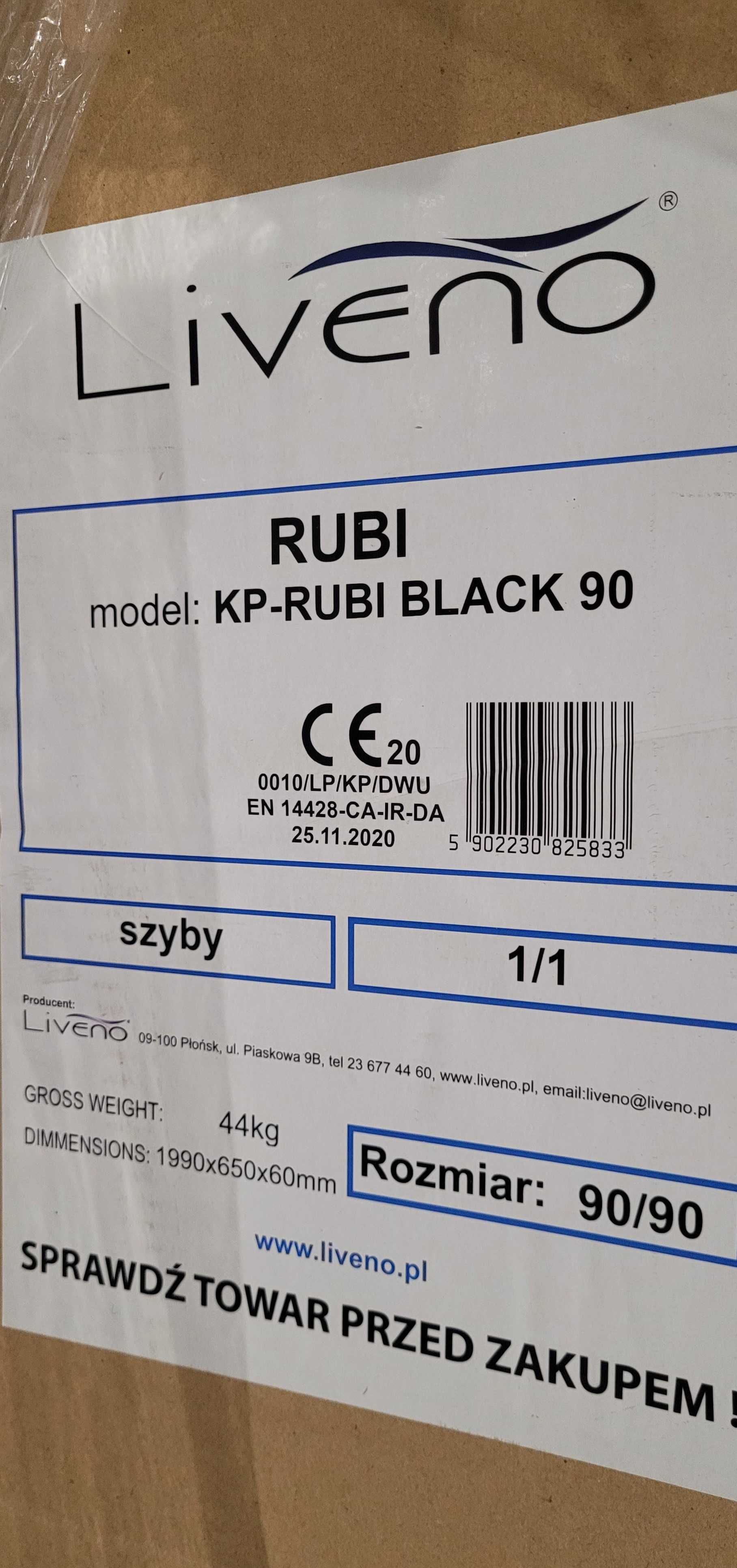 Kabina prysznicowa 90 x 90 cm Rubi Black Liveno