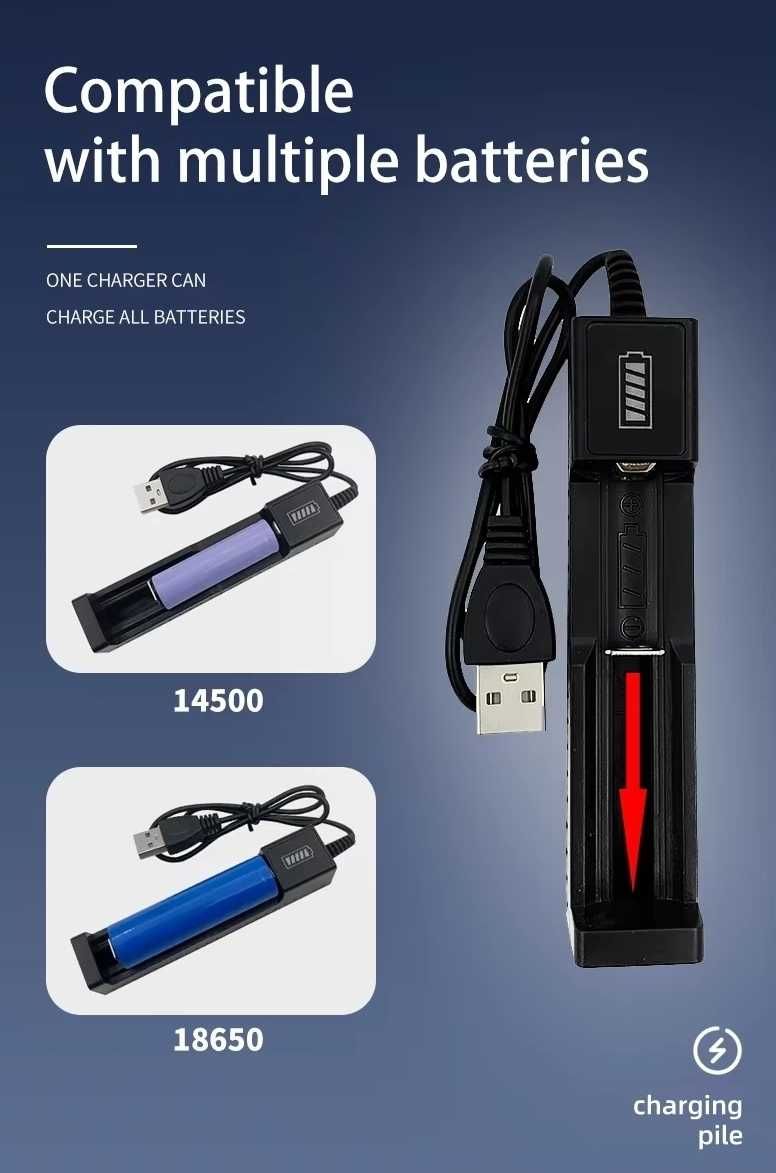 Ładowarka USB do akumulatora litowego 18650/14500/21700/26650/14500