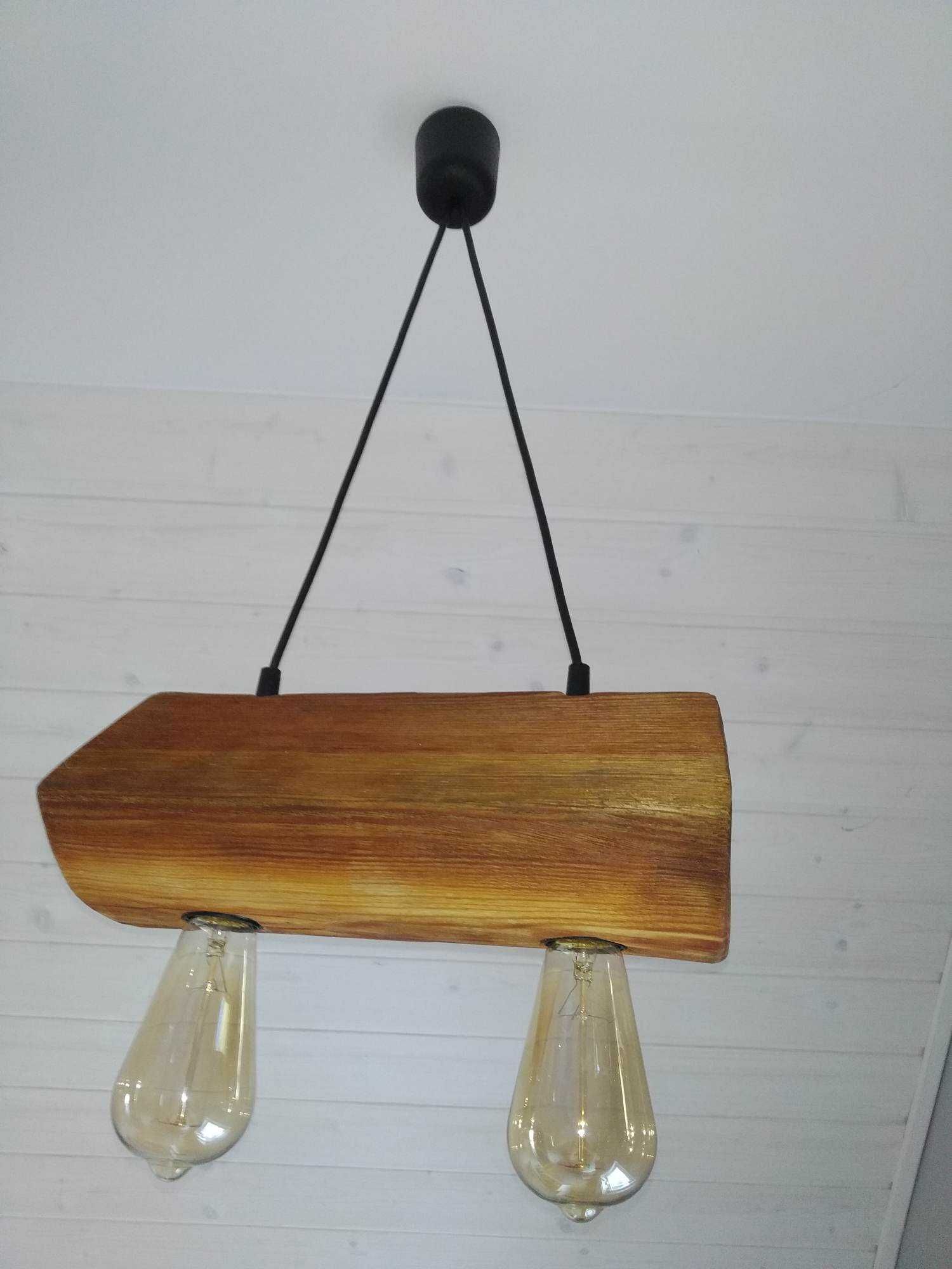 Lampa wisząca drewniana, rustykalna, loftowa. Rękodzieło, loft