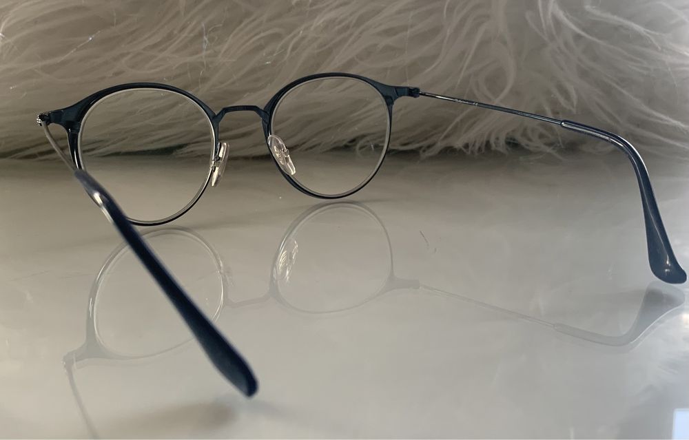 Ray Ban granatowe oprawki korekcyjne, okulary i etui