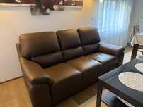 Sofa 3-osobowa z naturalnej skóry - brąz 213cm - idealna do salonu
