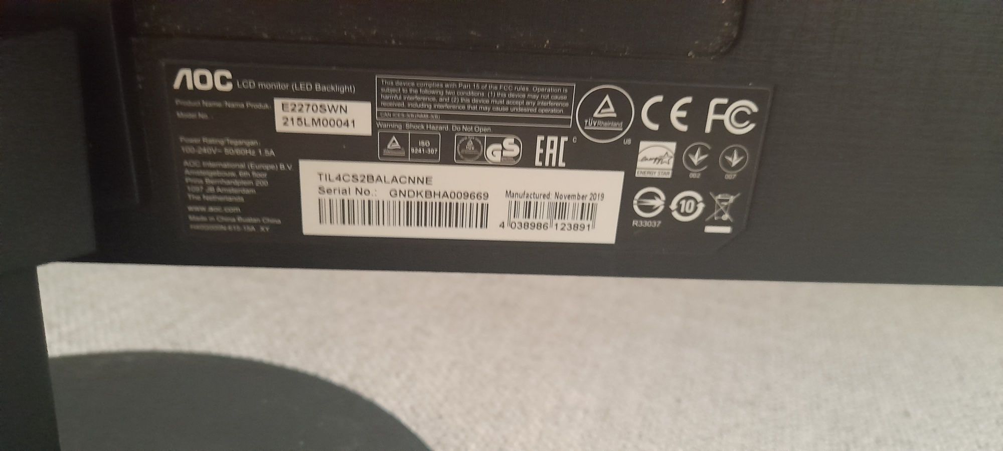 Monitor LED AOC 21.5'