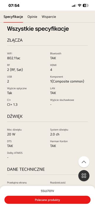 Sprzedam telewizor LED LG 55 cali