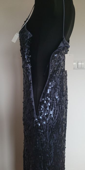 Dluga sukienka na ramiaczkach cekiny slub weseke bankiet wieczorowa  s