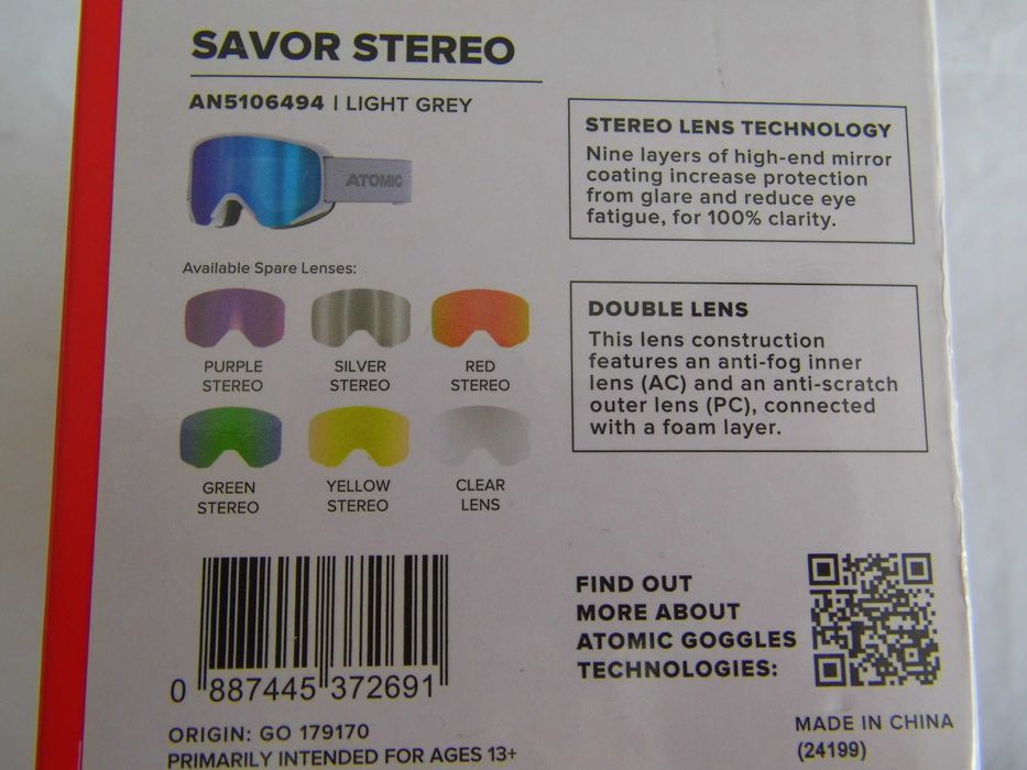 Gogle narciarskie Savor Stereo Light Grey S2 OTG Nowe