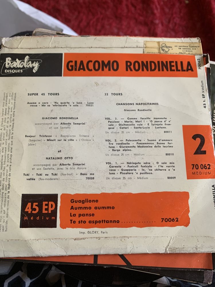 Single 45rpm - Giscomo Rondinella