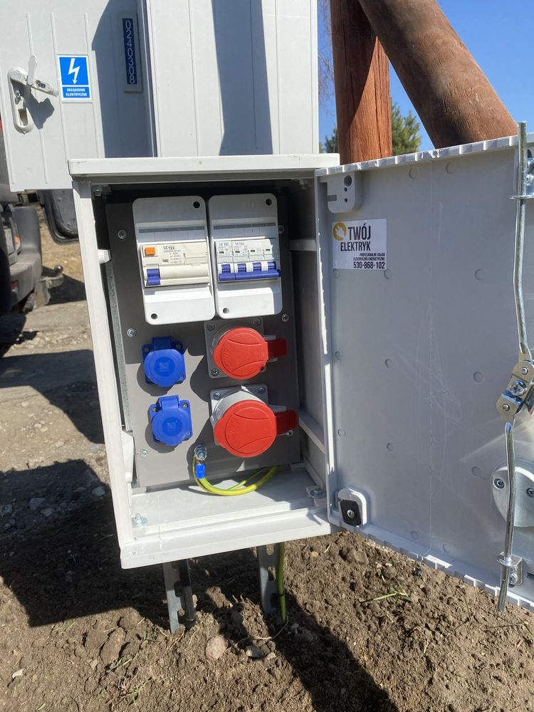 Rozdzielnia budowlana, erbetka, prowizorka, skrzynka elektryczna