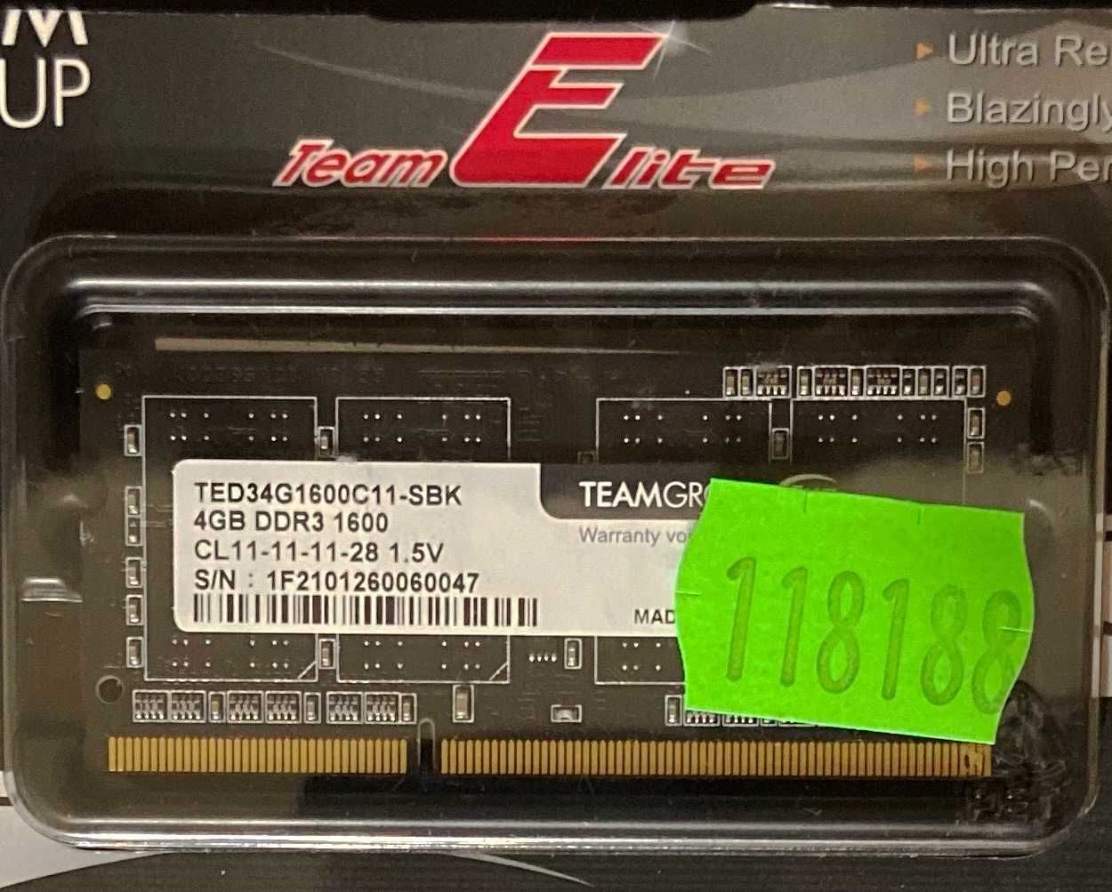 Модуль памяти SO-DIMM DDR3 4Gb PC-1600 Team (TED34G1600C11-S01)