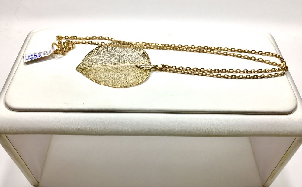 Złoty naszyjnik naturalna korona liścia w złocie próby 585