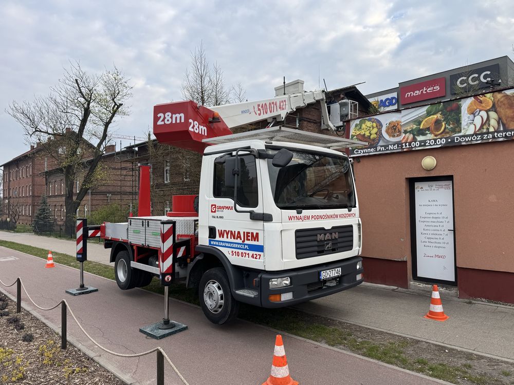 Podnośnik koszowy, zwyżka - WYNAJEM - 24/h - Starogard Gdański