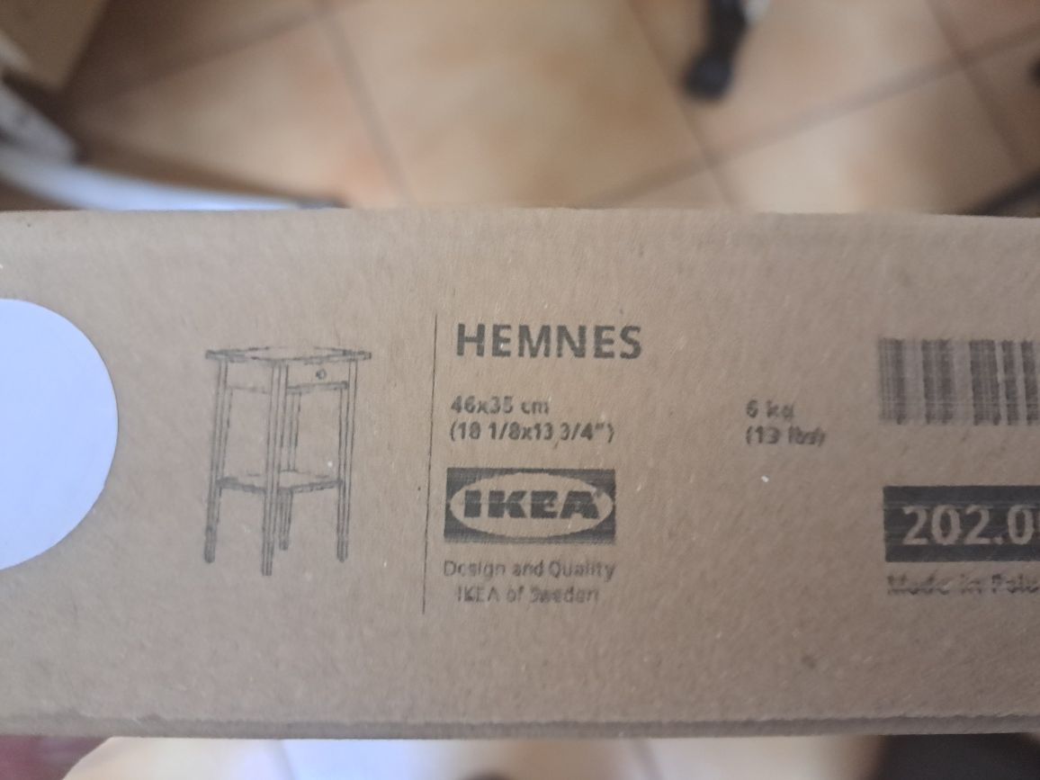 IKEA HEMNES stolik nocny biała bejca  46x35x70 cm
