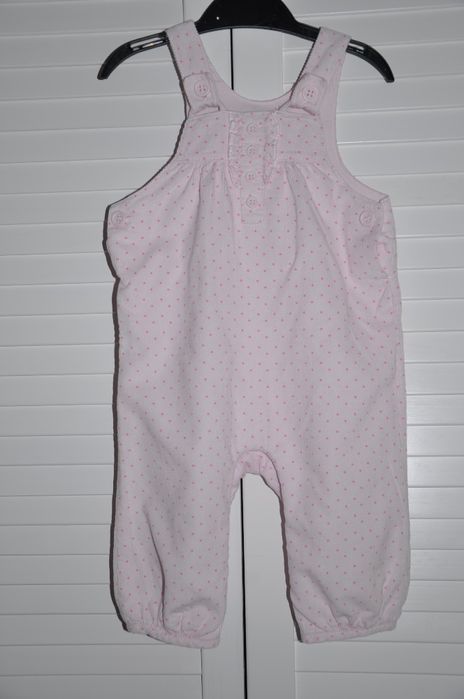 MOTHERCARE Różowe sztruksowe ogrodniczki w kropki 3-6miesięcy 62-68cm