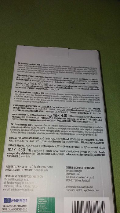 Lampa biurkowa Rgb Lethe z wbudowanym akumulatorem