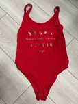 body damskie czerwone S z napisami