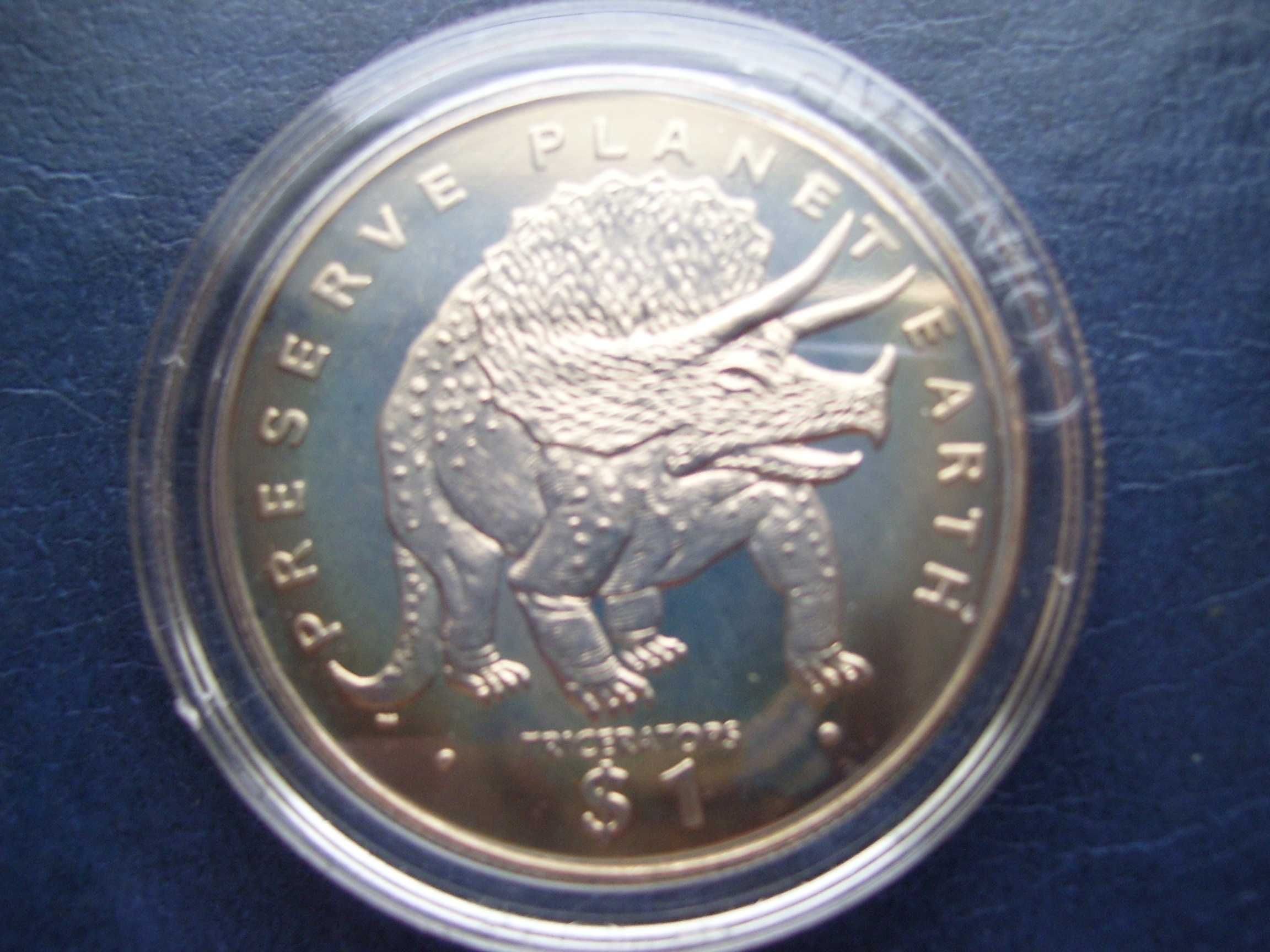 Stare monety 1 dolar 1993 Triceratops Erytrea stan menniczy
