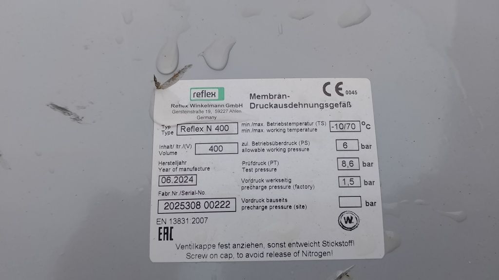 Naczynie przeponowe Reflex N 400L