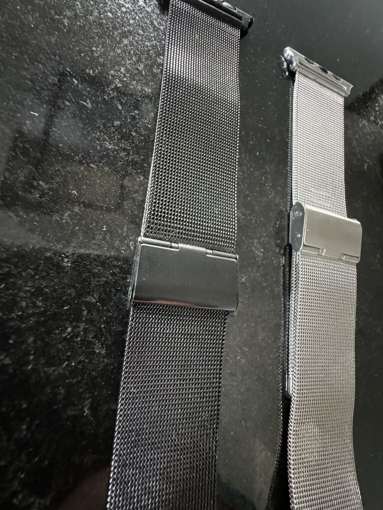 Bracelete apple watch cinza e prata 45 mm