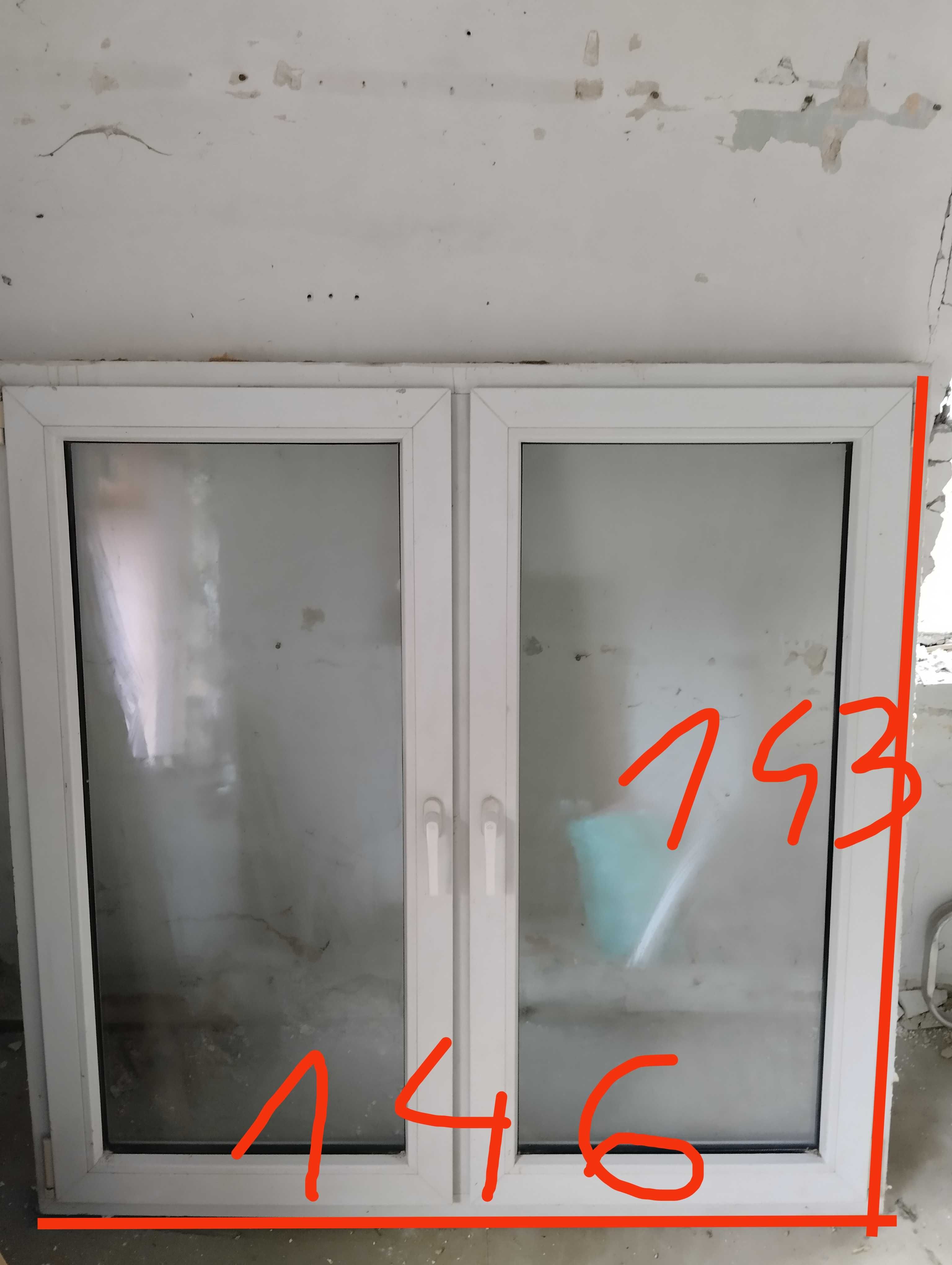 Okno 143x146 z demontażu, dwuskrzydłowe